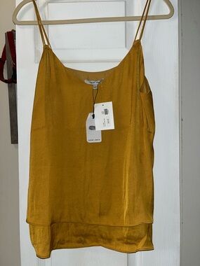 Naked Zebra Mustard Satin Double-Layer Cami